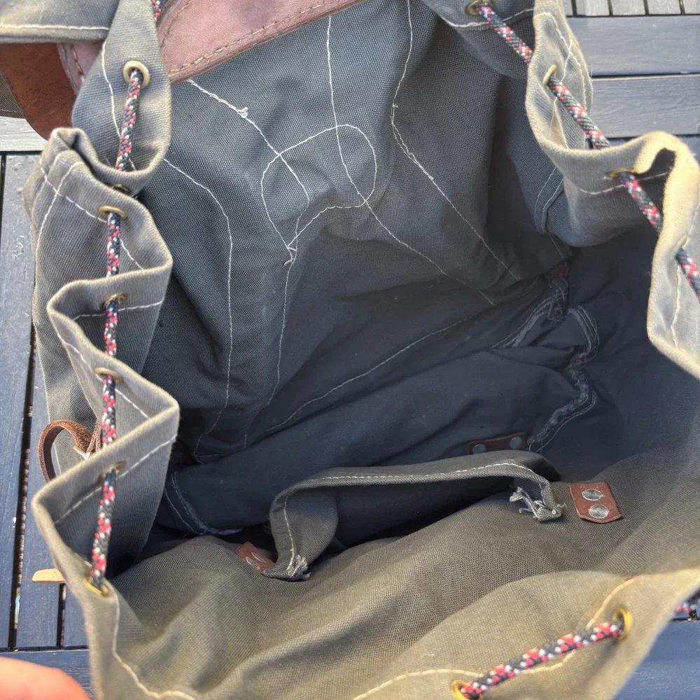 Psycho Bunny Rucksack Backpack Unisex Large Olive Green Good Vintage Canvas Bag